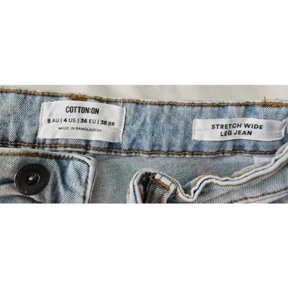 Cotton On Women's Light Wash Wide Leg Straight Denim Jeans Size 4 - Picture 3 of 9